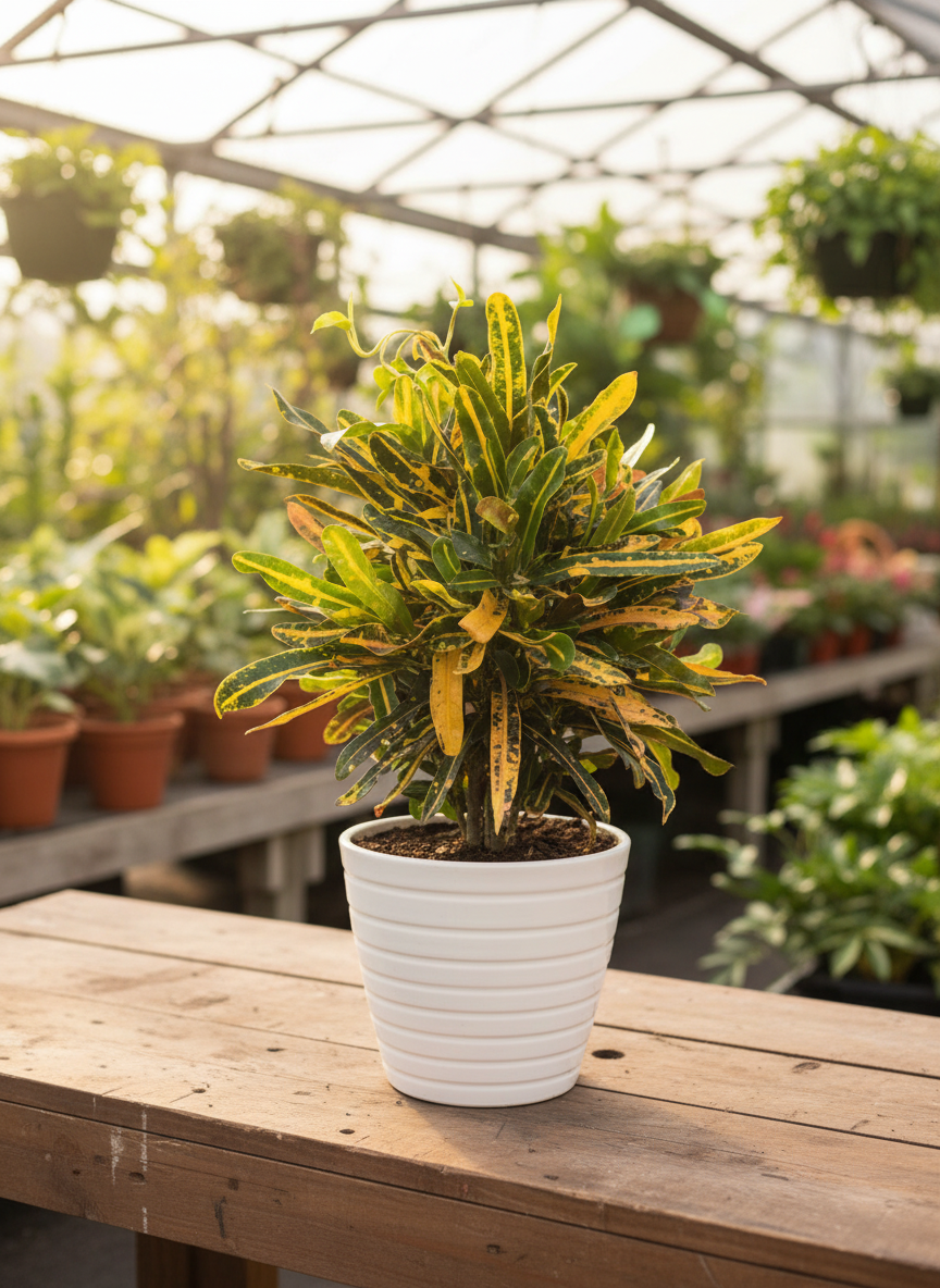 Croton ‘Banana Yellow’ (Codiaeum variegatum)